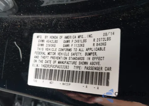 2015 Honda Accord Sedan Ex-L V-6 from USA, damaged, VIN 1HGCR3F83FA003383